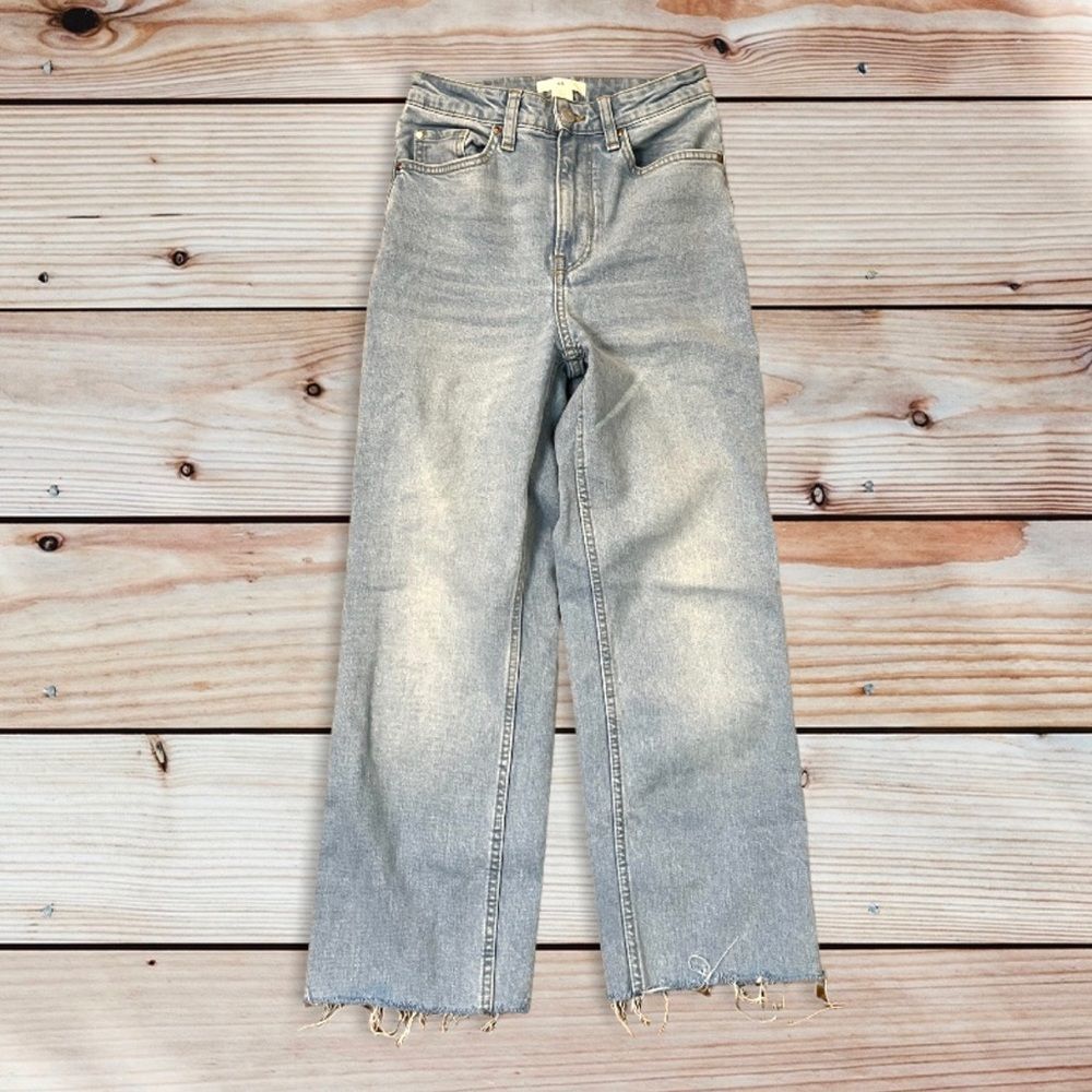 H&M high rise straight leg crop jeans light wash